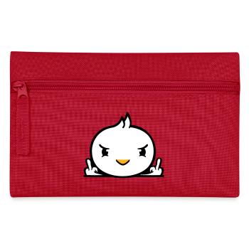 Bird evil middle finger showing bad boy behind fence - Pencil Case - red - Front