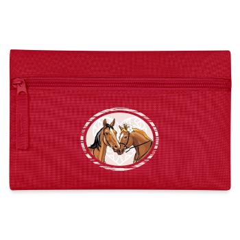 Portrait de chevaux aimants dans un cadre décoratif - Trousse - rouge - Devant