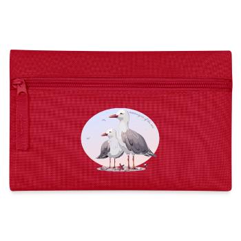 Illustration des mouettes et des étoiles de mer avec inscription - Trousse - rouge - Devant