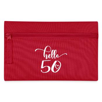 Hello 50 Cute 50th Birthday Gift 50 Years Old - Pencil Case - red - Front