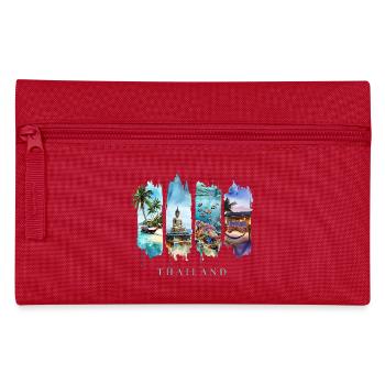 Voyage de vacances en Thaïlande – Bateau à longue queue & Bouddha - Trousse - rouge - Devant