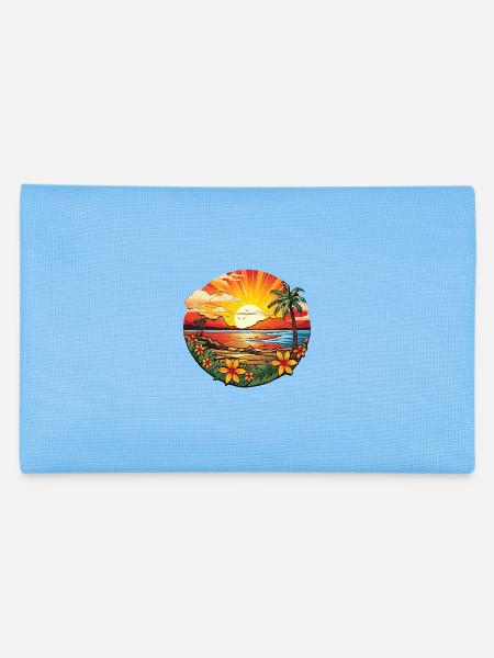 Magical beach by the sea with palm trees and flowers - Pencil Case - light blue - Back