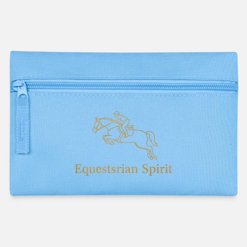 Elégant cavalier de saut d’obstacles en ligne dorée - Trousse - bleu clair