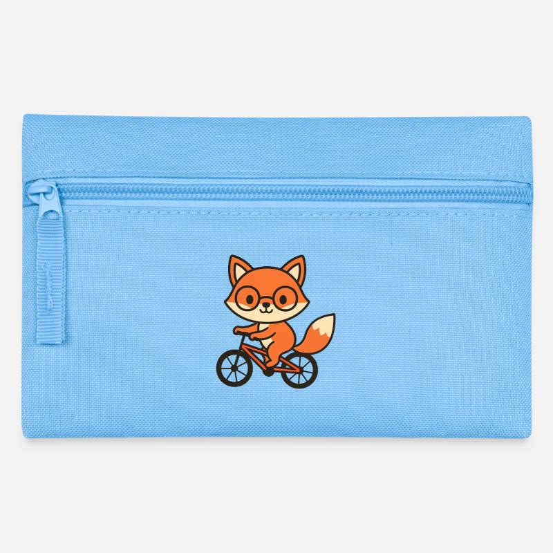 Renard mignon sur vélo avec des lunettes - Trousse - bleu clair