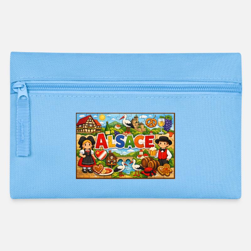 Alsace Colorée et Traditions tableau puzzle - Trousse - bleu clair