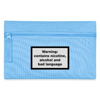 Warning: contains, nicotine, alcohol and bad - Pencil Case - light blue - Front