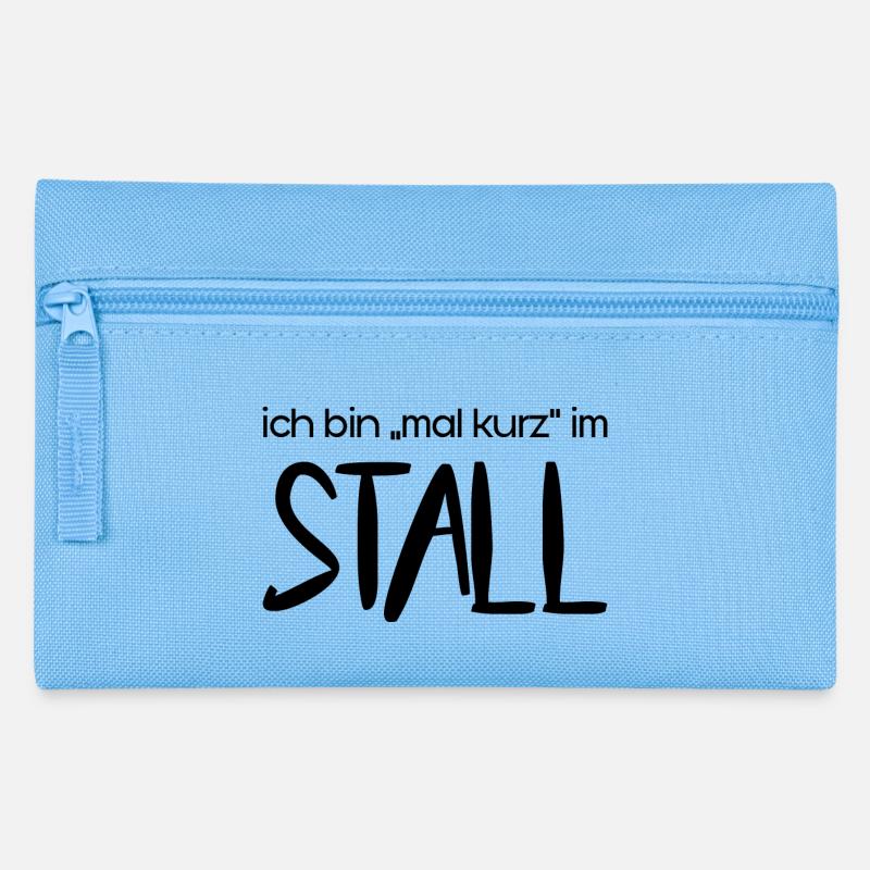 Ich bin "mal kurz" im Stall (schwarz) - Federtasche - Hellblau