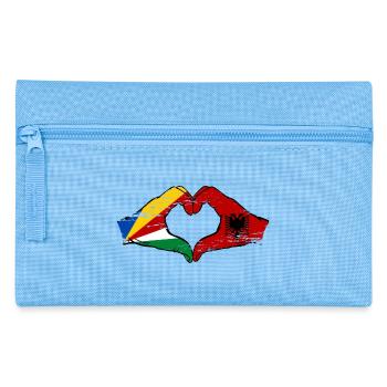 Seychellen Albanien Flagge Hände Herzform used - Federtasche - Hellblau - Vorne