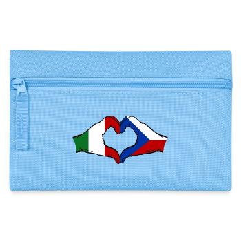Italien Tschechien Flagge Hände Herzform - Federtasche - Hellblau - Vorne
