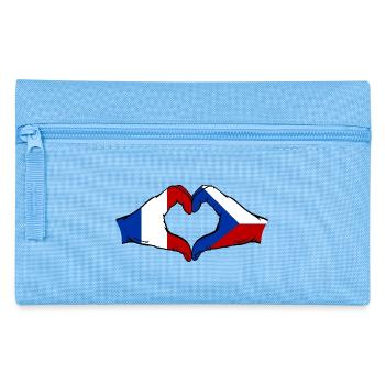 Frankreich Tschechien Flagge Hände Herzform - Federtasche - Hellblau - Vorne