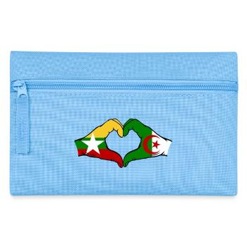 Myanmar Algeria Flag Hands Heart Shape - Pencil Case - light blue - Front
