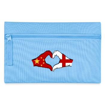 China England Flagge Hände Herzform - Federtasche - Hellblau - Vorne