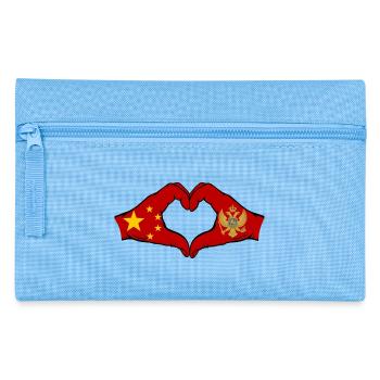 China Montenegro Flagge Hände Herzform - Federtasche - Hellblau - Vorne