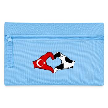 Turquie Football Drapeau Mains Coeur Forme - Trousse - bleu clair - Devant