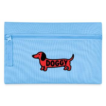 Dackel Hund Doggy Spruch Rot - Federtasche - Hellblau - Vorne