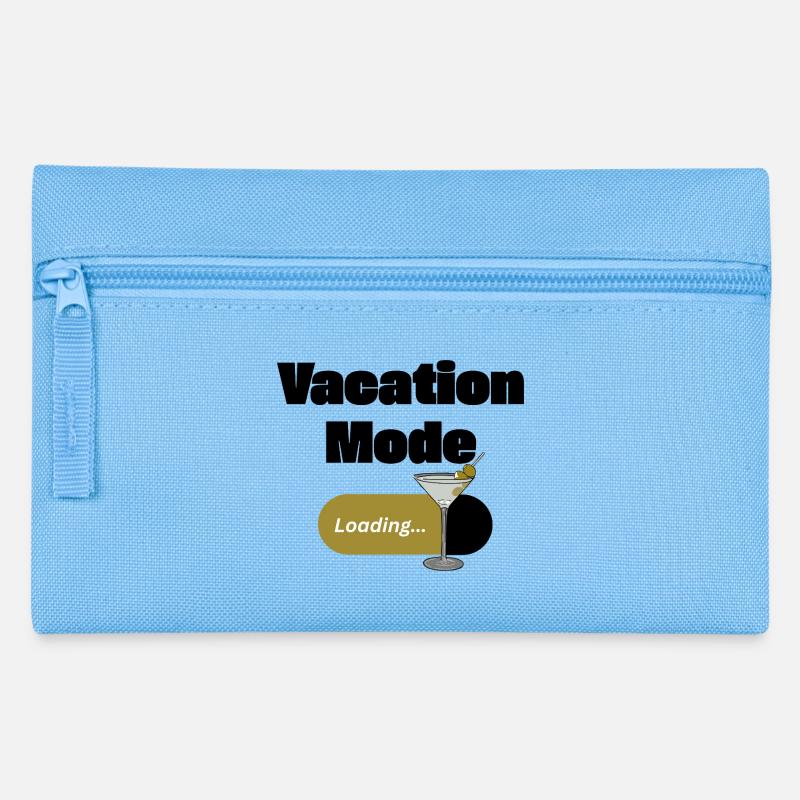 Vacation Mode On – Martini with loading bar (dark) - Pencil Case - light blue