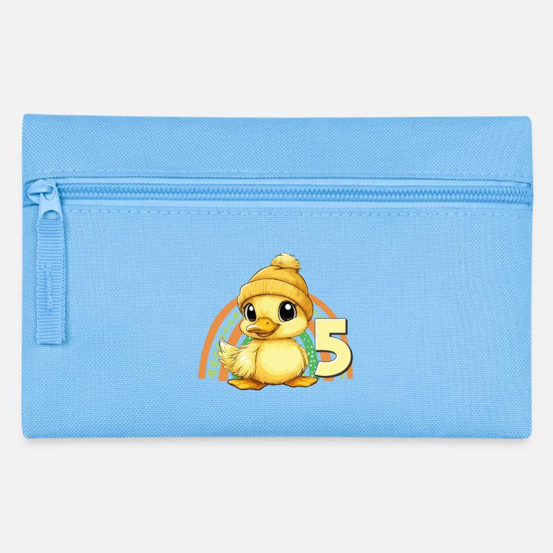 5. Geburtstag Ente Regenbogen Süß Niedlich - Federtasche - Hellblau
