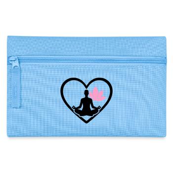 Damen Yoga Herz Silhouette Lotus Wellness - Federtasche - Hellblau - Vorne