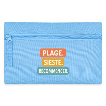 Motif été "Plage Sieste." Cadeau vacance Tenue été - Trousse - bleu clair - Devant