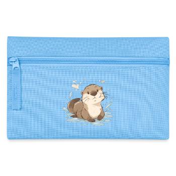 Loutre mignonne kawaii – Animal nature apaisant - Trousse - bleu clair - Devant