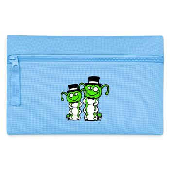 2 messieurs chenille chapeau haut de forme monocle noeud papillon riche - Trousse - bleu clair - Devant
