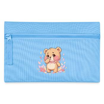 Ours délicat avec une couronne de fleurs - Trousse - bleu clair - Devant