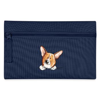 Knuffiger Welsh Corgi Cardigan - Federtasche - Hellblau - Vorne