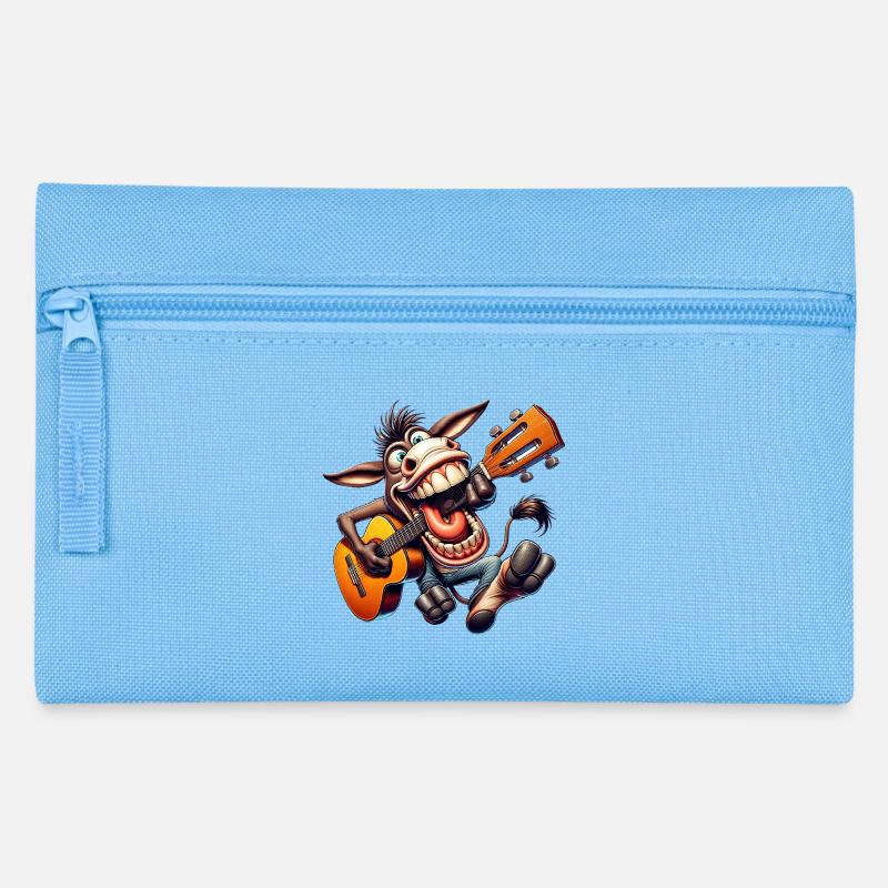 Drôle d’âne avec guitare musicien de dessin animé - Trousse - bleu clair