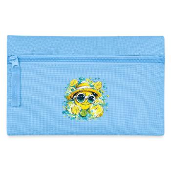 Zitrus Lächeln mit Hut und Brille - Federtasche - Hellblau - Vorne