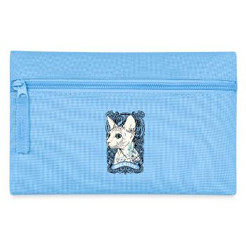 Geschenk Katze Mieze Haustier Geschenkidee - Federtasche - Hellblau - Vorne