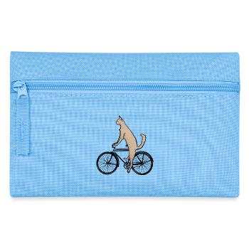 Katze auf dem Fahrrad - Federtasche - Hellblau - Vorne