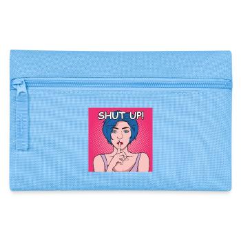 Shut Up Popart Dame mit Blauem Haar - Federtasche - Hellblau - Vorne
