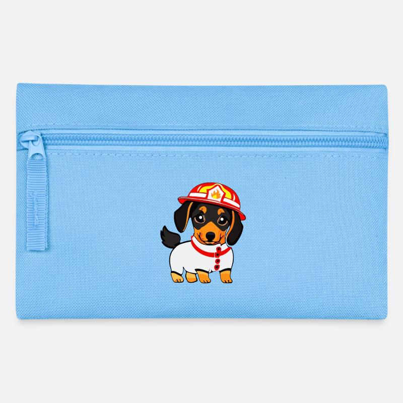 Dachshund as firefighter - Pencil Case - light blue