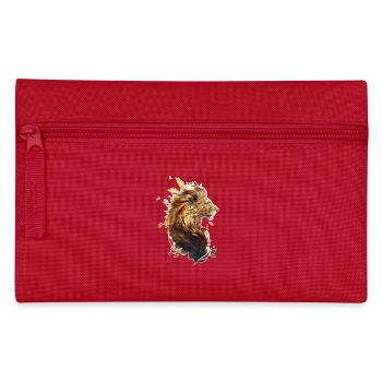 Beau lion avec des plantes oranges dans la crinière - Trousse - rouge - Devant
