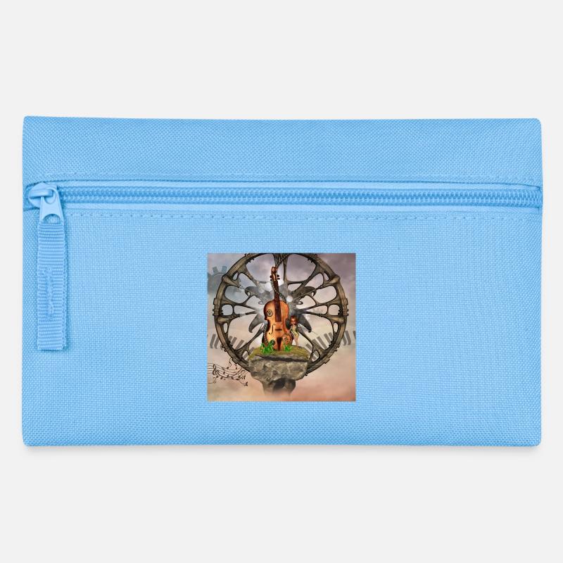 Violon steampunk avec petite fée - Trousse - bleu clair