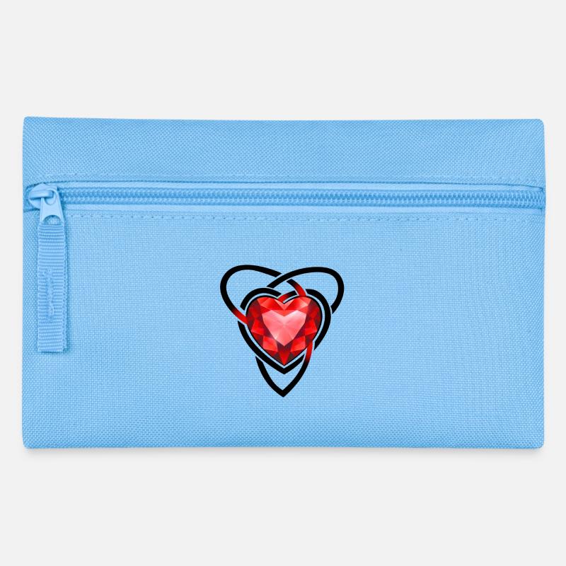 Cœur Gemme Rouge en Facettes - Trousse - bleu clair