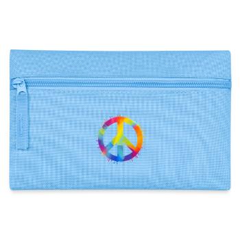 Regenbogen Peace - Federtasche - Hellblau - Vorne