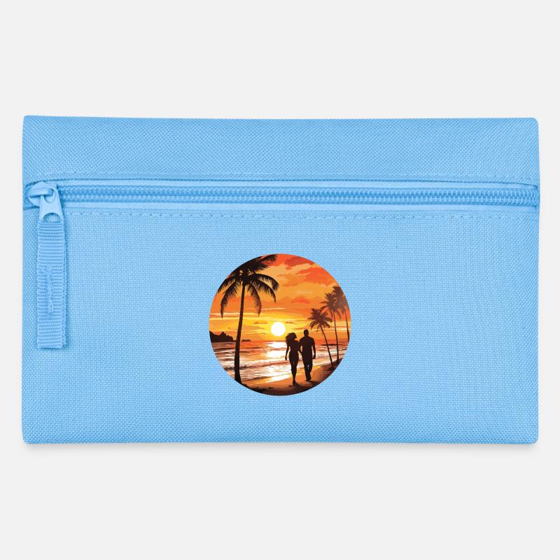 Strand Romantisches Paar - Federtasche - Hellblau