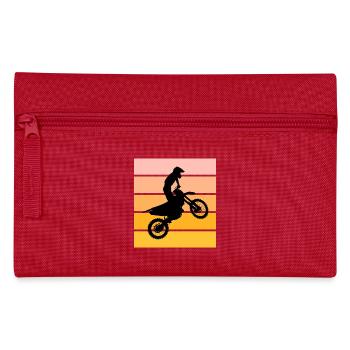 Motocross Silhouette Sonnenuntergang - Federtasche - Rot - Vorne