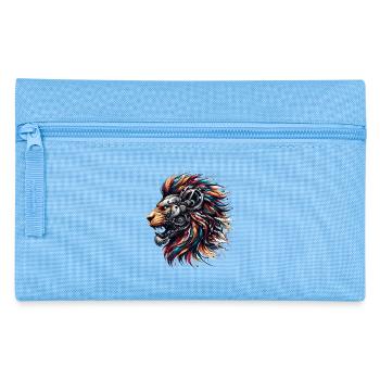 Lion Cyborg Robot Page Gift - Pencil Case - light blue - Front