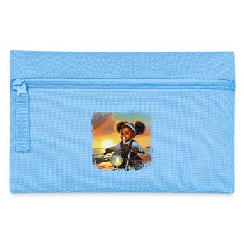 Bande dessinée de fille avec sucette - Trousse - bleu clair - Devant