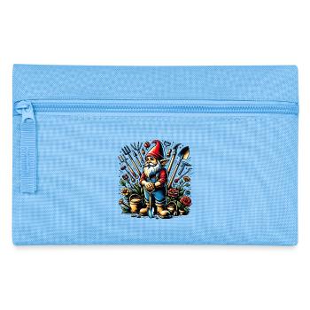 Colorful, living garden gnome surrounded by tools - Pencil Case - light blue - Front