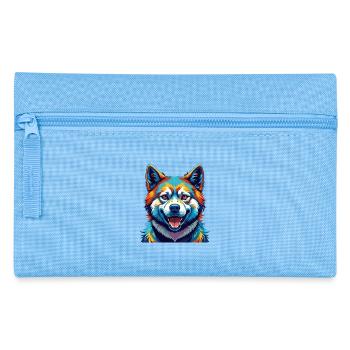 Akita Dog Breed Colorful Watercolor Cartoon Kawaii - Pencil Case - light blue - Front