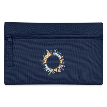 Cercle floral, fleurs printanières, personnalisable - Trousse - bleu clair - Devant