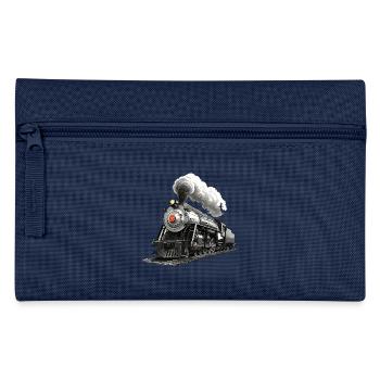 Nostalgische Dampflok - Eisenbahn Illustration - Federtasche - Hellblau - Vorne