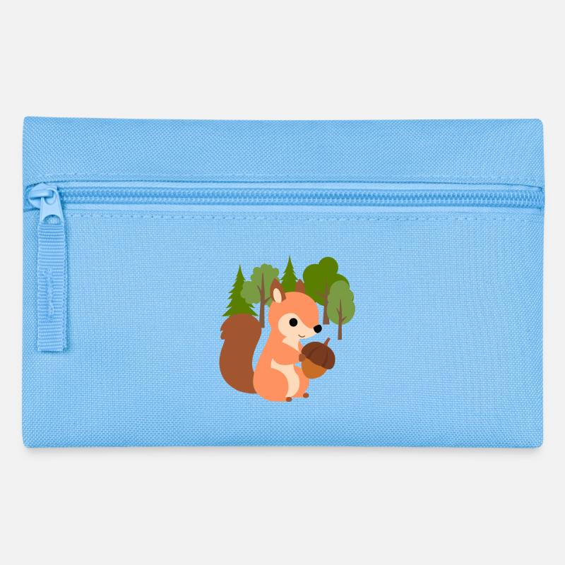 Eichhörnchen mit Nuss - Federtasche - Hellblau