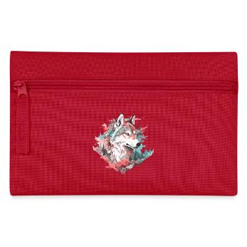 Wolf Wolfskopf Wald Natur Berge Wildnis Kunst - Federtasche - Rot - Vorne