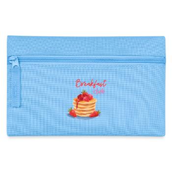 Frühstückspancakes mit Erdbeeren und Sirup  - Federtasche - Hellblau - Vorne