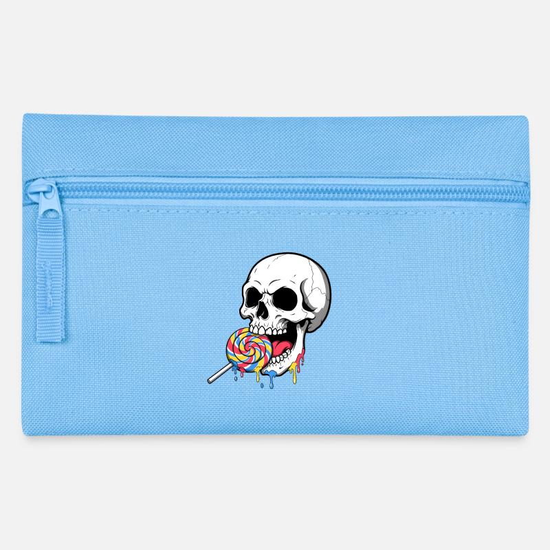Schädel beißend Bunte Süßigkeiten - Federtasche - Hellblau
