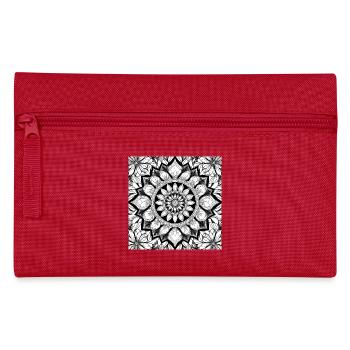Blumenmuster Mandala Schwarz Weiß - Federtasche - Rot - Vorne